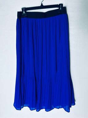 Torrid Royal Blue Pleated Midi Skirt 2X Elastic Waist Accordion Chiffon Whimsy